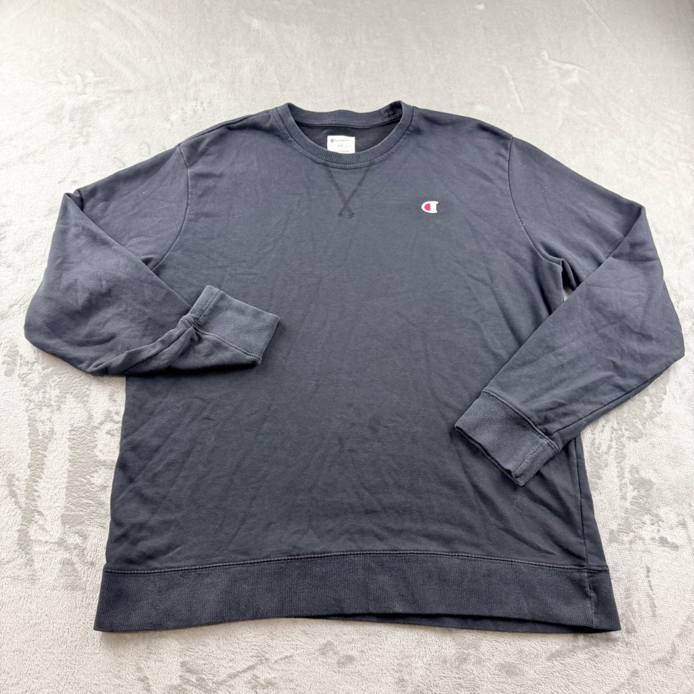 Champion Men's Large Crewneck Sweatshirt Black Long Sleeve Pullover 1563551